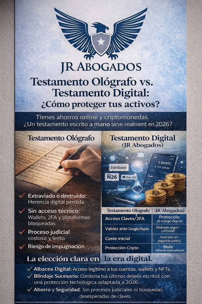 Diferencias entre Testamento Ológrafo y Testamento Digital: ¿Cuál protege mejor tus activos online?